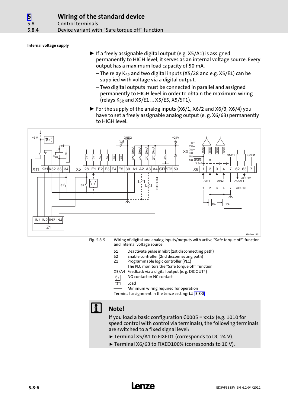 Wiring of the standard device | Lenze EVF9333−xV User Manual | Page 154 / 508