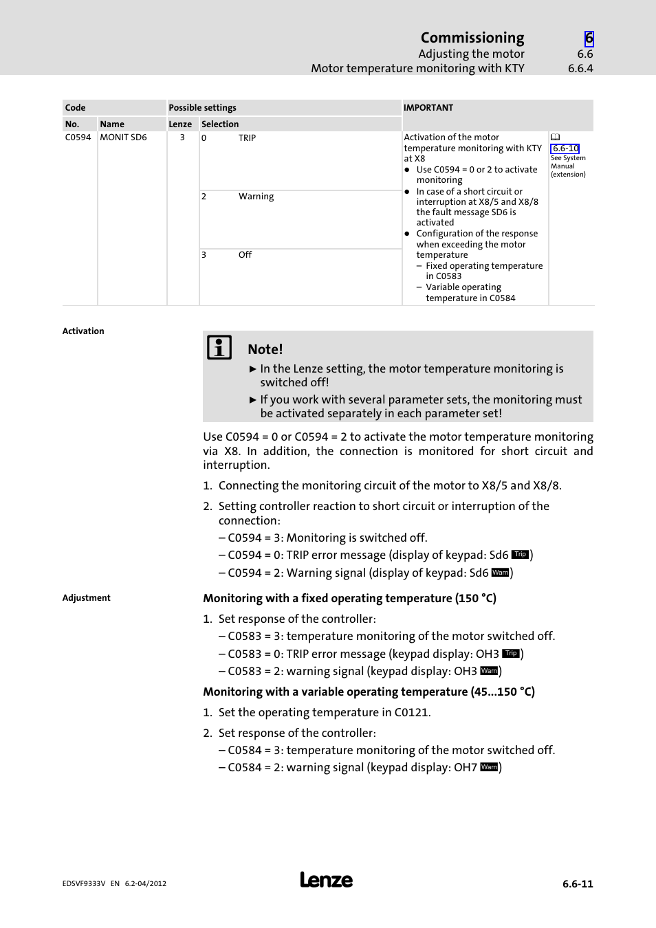 Commissioning | Lenze EVF9333−xV User Manual | Page 199 / 508