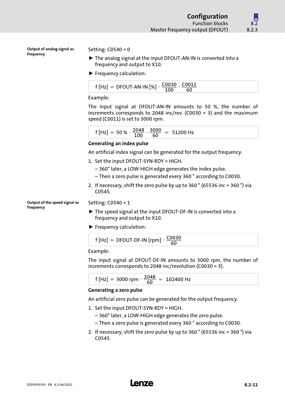 Configuration | Lenze EVF9333−xV User Manual | Page 273 / 508