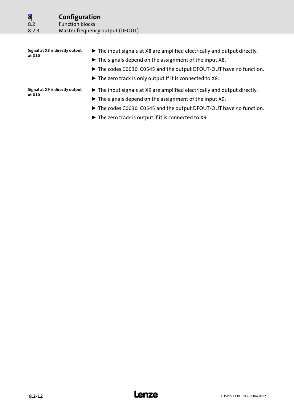 Lenze EVF9333−xV User Manual | Page 274 / 508