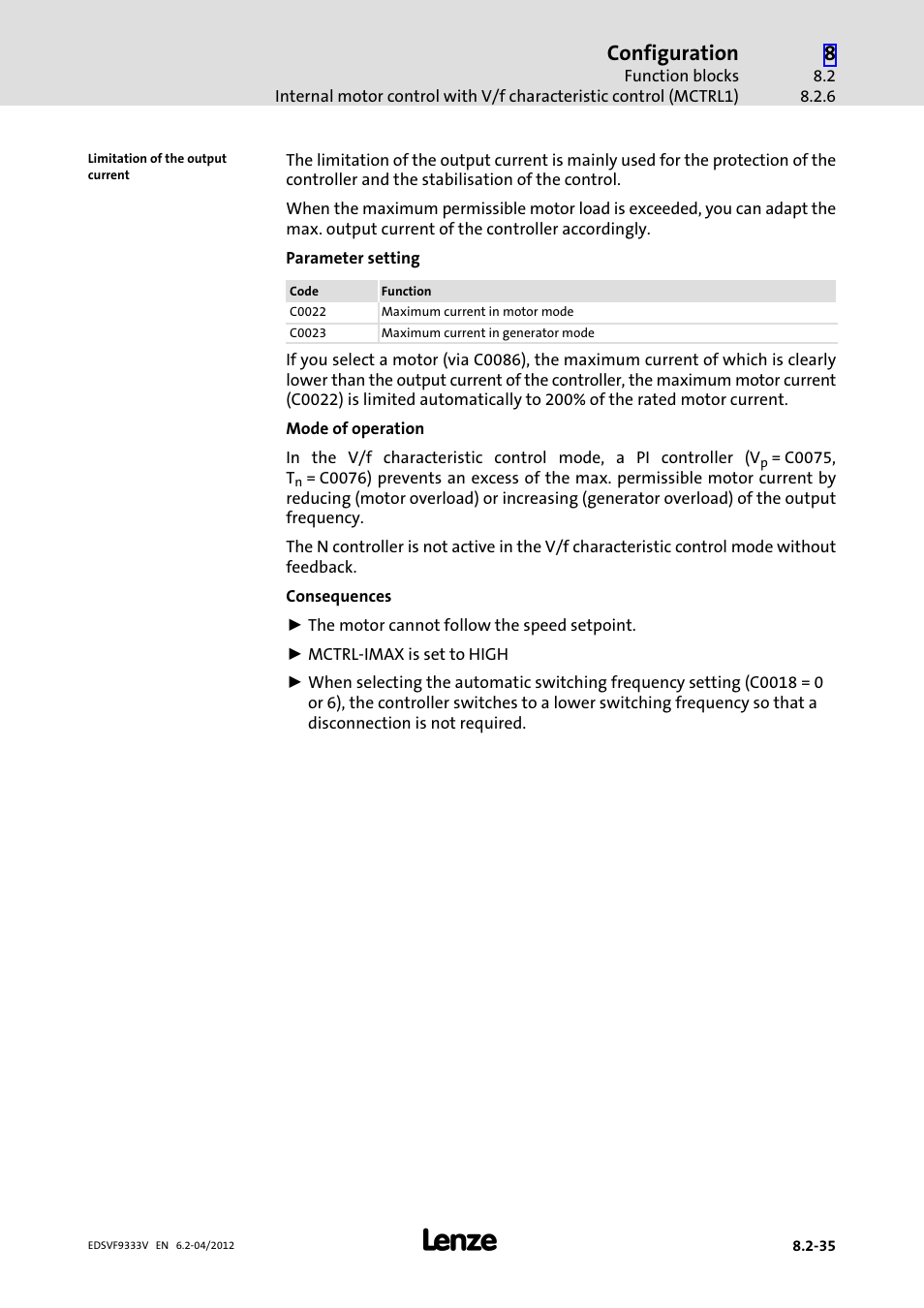 Configuration | Lenze EVF9333−xV User Manual | Page 297 / 508