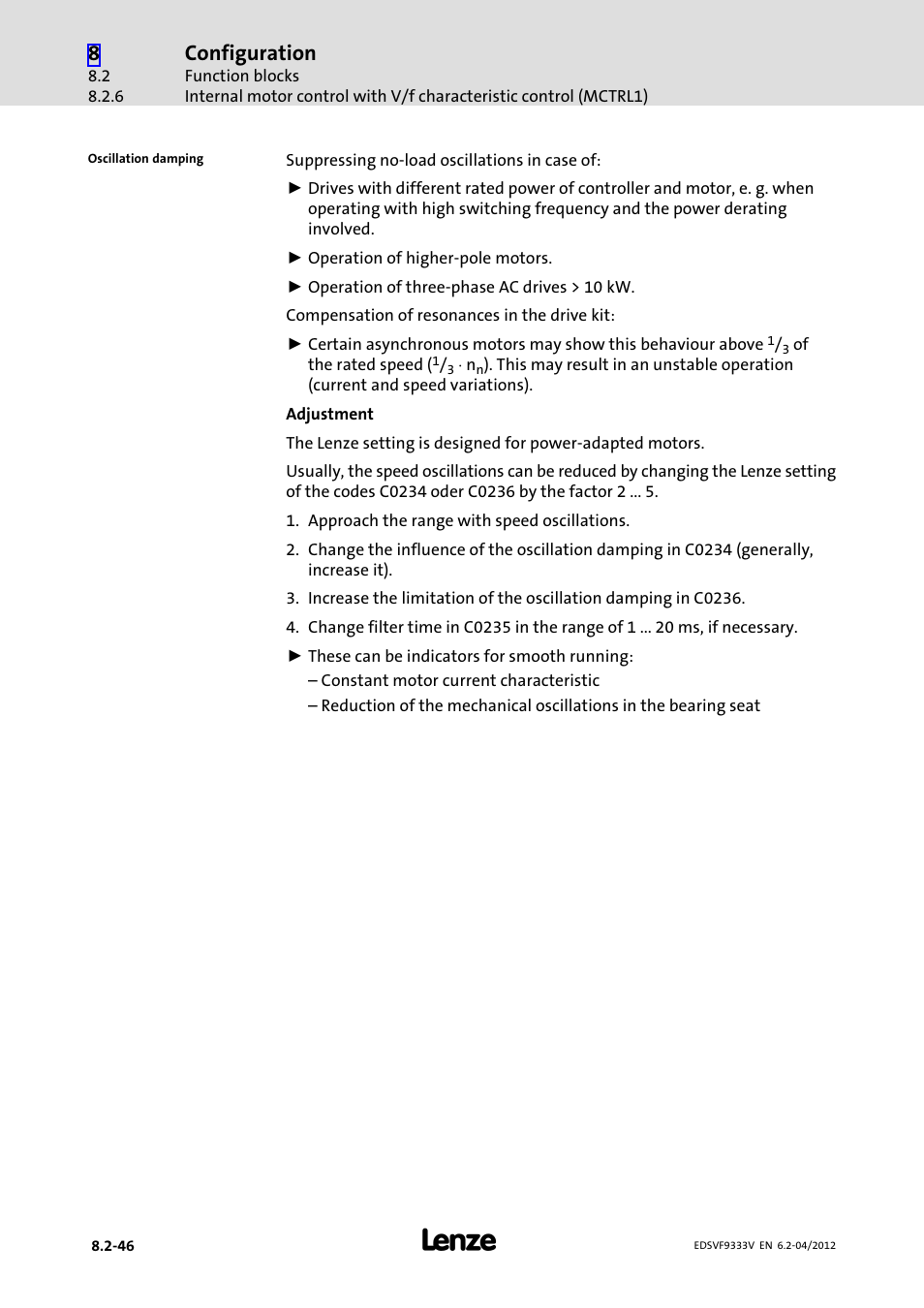 Configuration | Lenze EVF9333−xV User Manual | Page 308 / 508