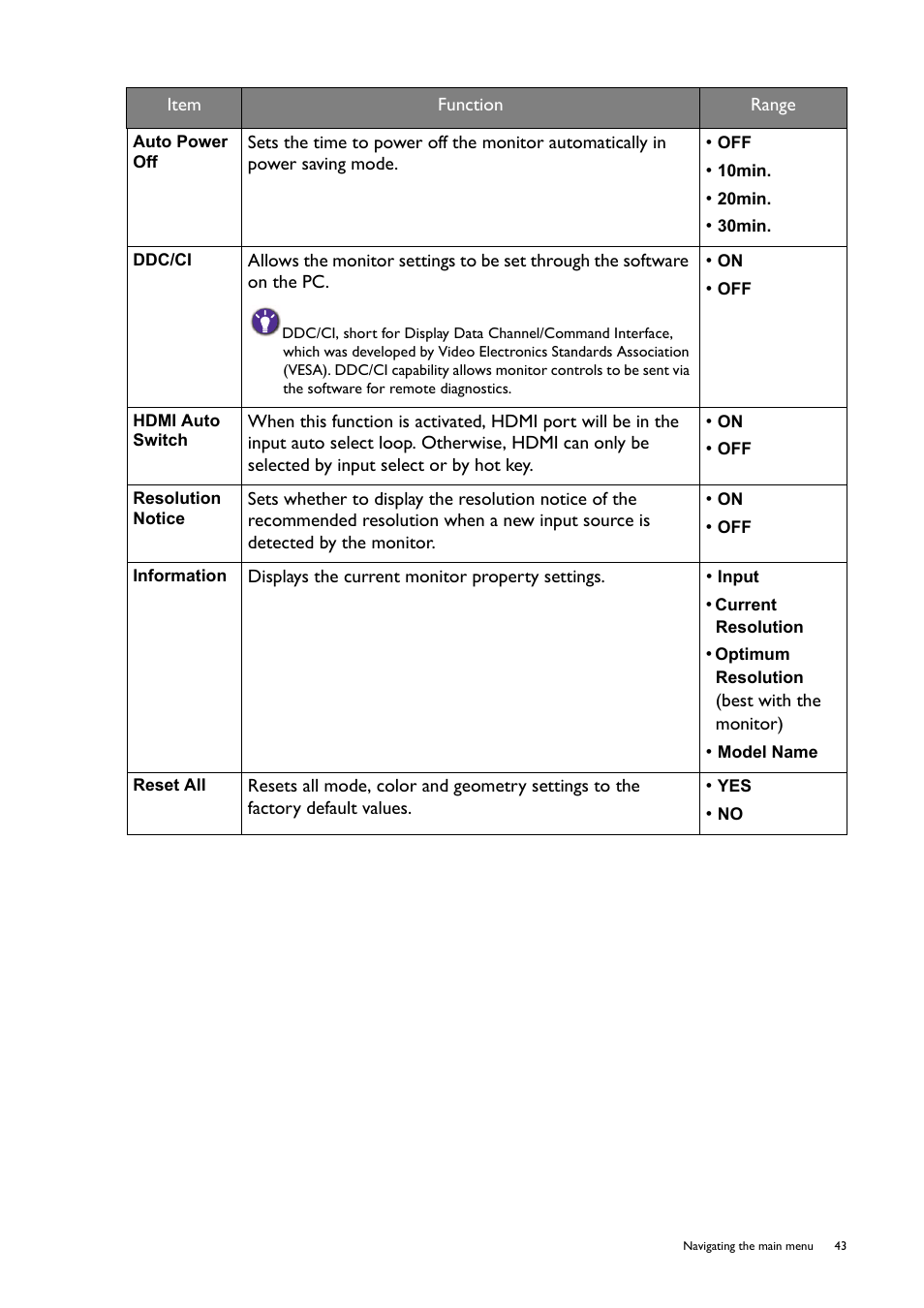 BenQ Professional RTS Gaming Monitor RL2450H / RL2450HT User Manual | Page 43 / 45