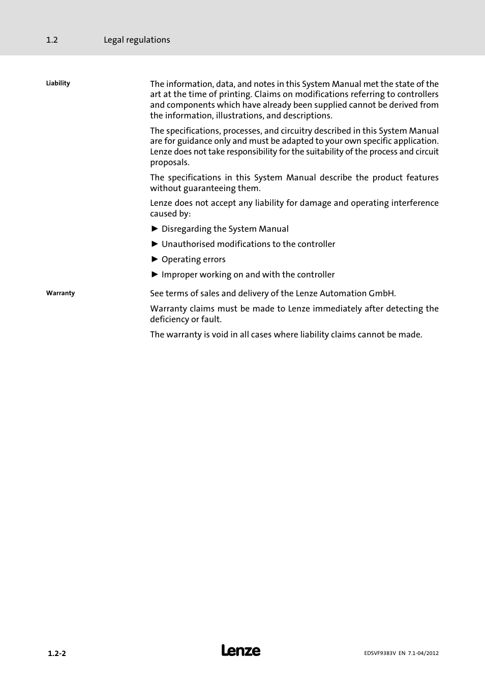 Lenze EVF9383 User Manual | Page 16 / 458