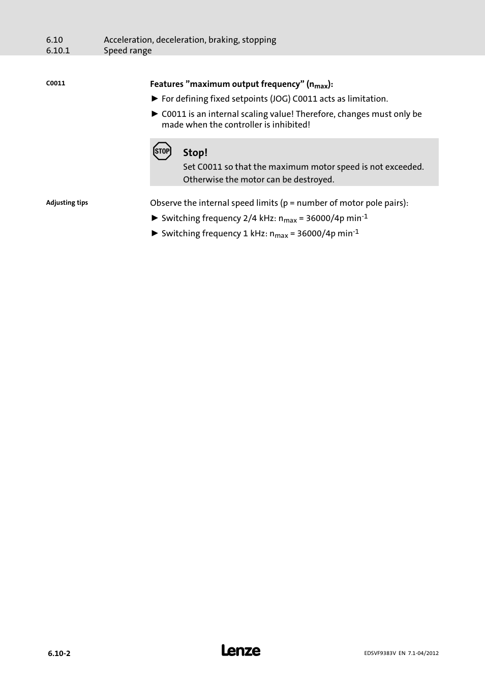 Lenze EVF9383 User Manual | Page 180 / 458