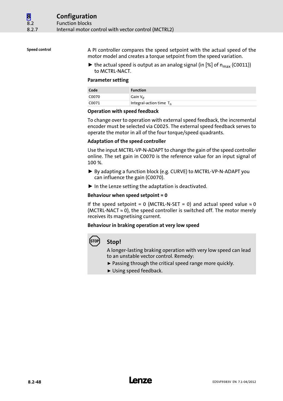 Configuration | Lenze EVF9383 User Manual | Page 264 / 458