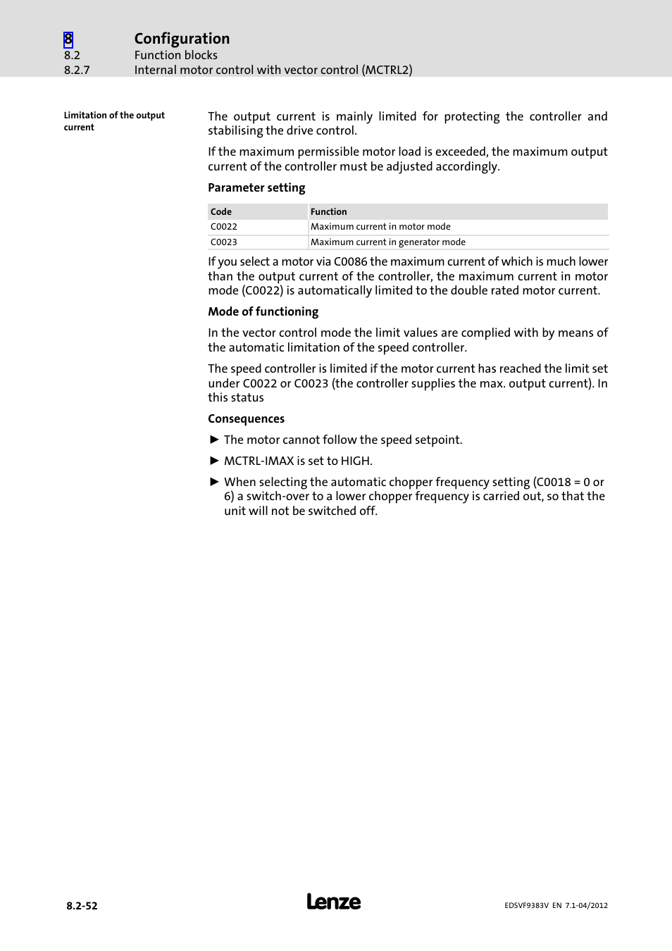 Configuration | Lenze EVF9383 User Manual | Page 268 / 458