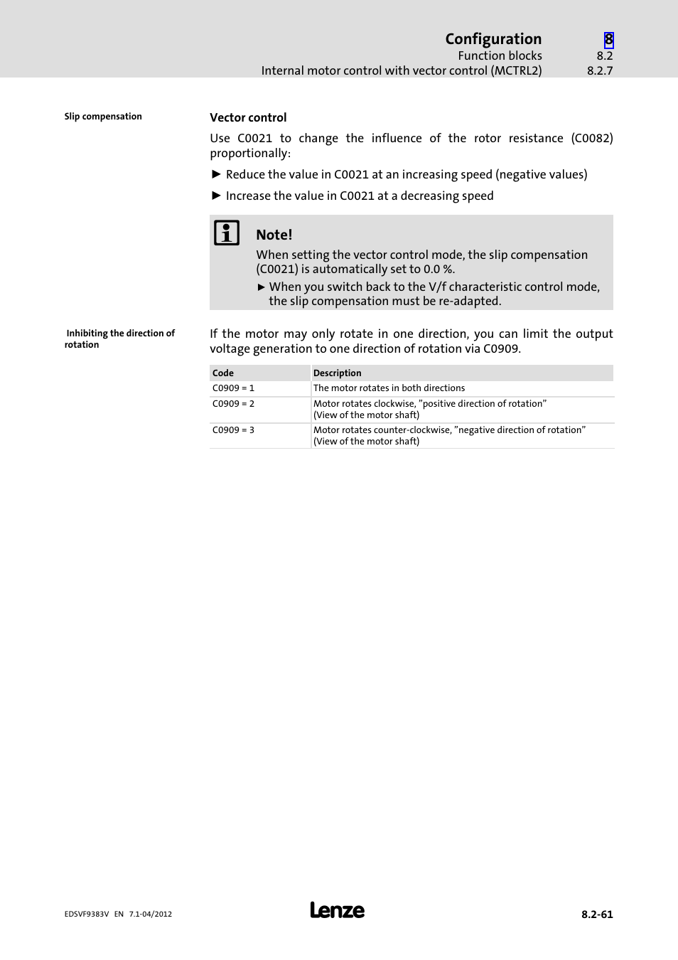 Configuration | Lenze EVF9383 User Manual | Page 277 / 458