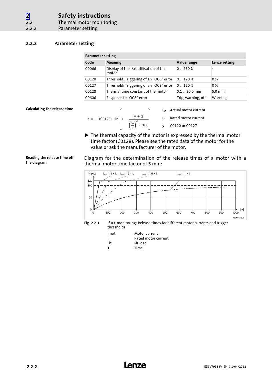 2 parameter setting, Parameter setting, Ȧȡ ȣ | Ȧȣ ȥ, Safety instructions, Thermal motor monitoring parameter setting | Lenze EVF9383 User Manual | Page 28 / 458