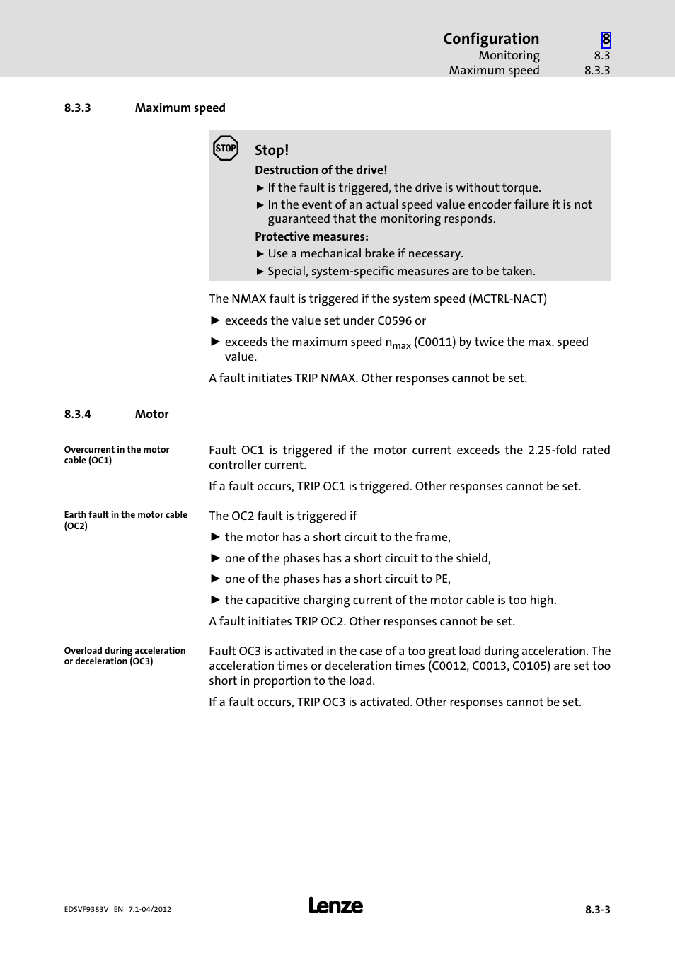 3 maximum speed, 4 motor, Maximum speed | Motor, Configuration | Lenze EVF9383 User Manual | Page 281 / 458