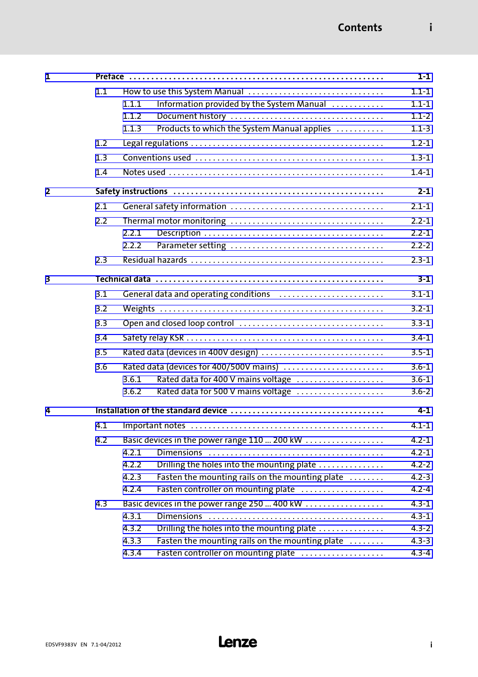Lenze EVF9383 User Manual | Page 3 / 458