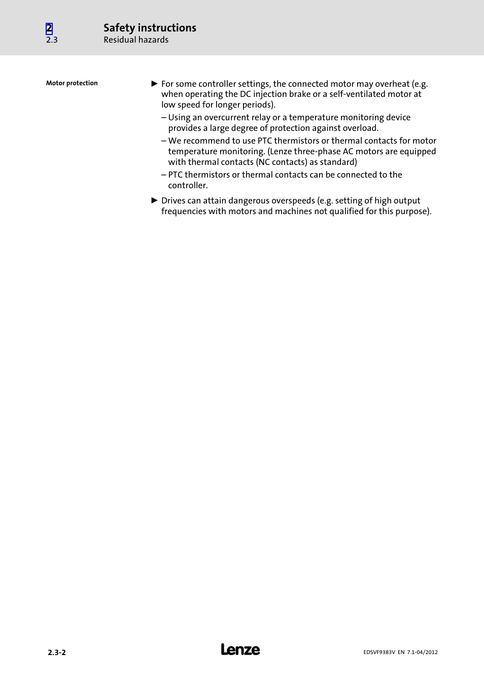 Safety instructions | Lenze EVF9383 User Manual | Page 30 / 458
