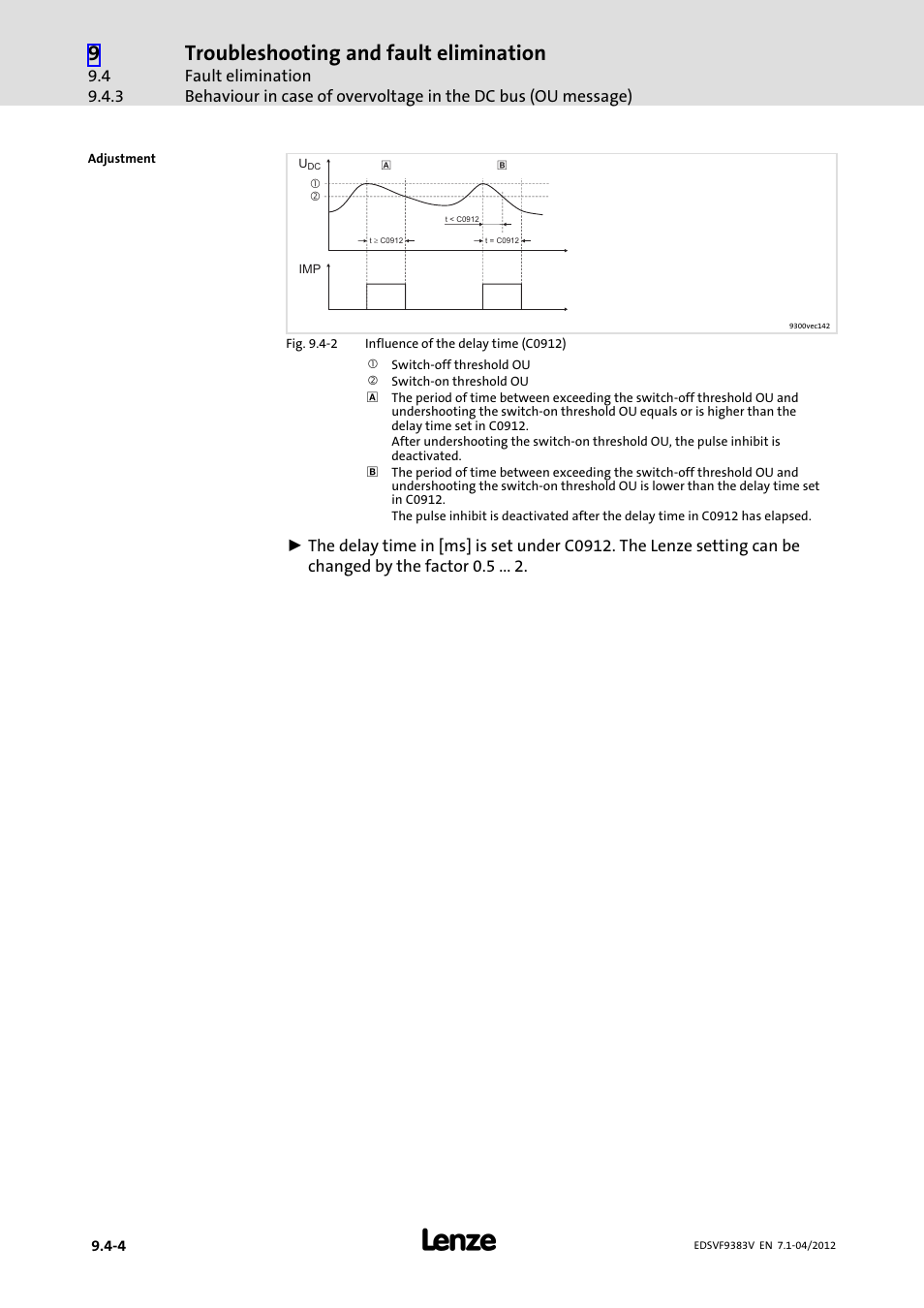 Troubleshooting and fault elimination | Lenze EVF9383 User Manual | Page 394 / 458