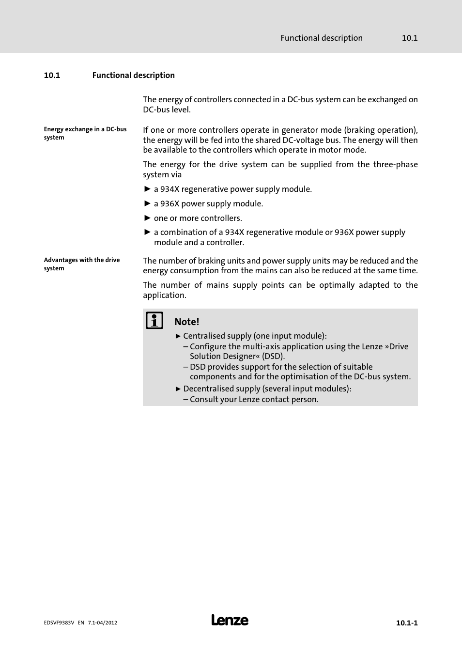 1 functional description, Functional description | Lenze EVF9383 User Manual | Page 403 / 458