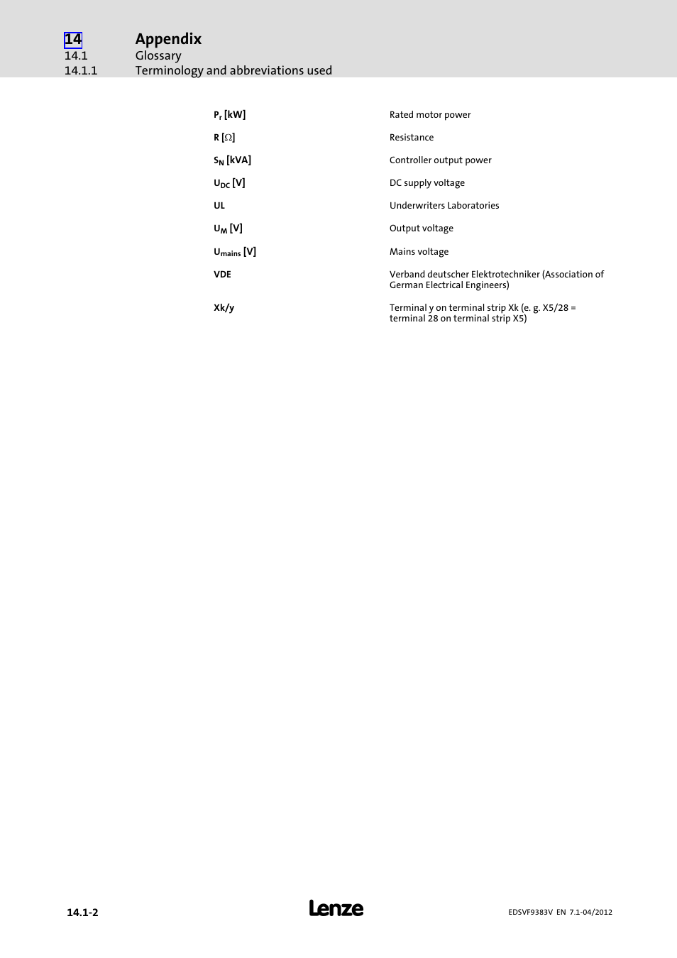 Appendix | Lenze EVF9383 User Manual | Page 448 / 458