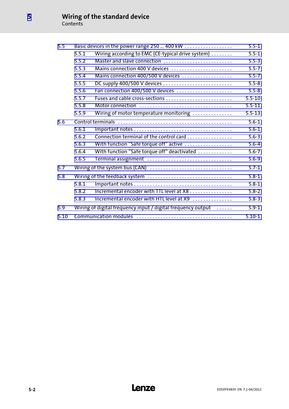 Wiring of the standard device | Lenze EVF9383 User Manual | Page 58 / 458