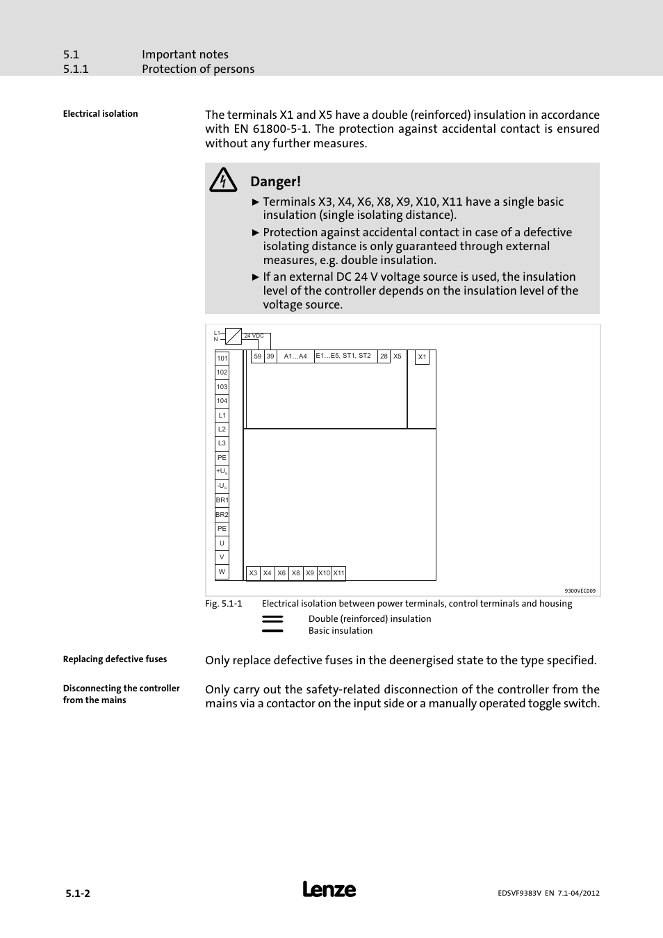 Danger | Lenze EVF9383 User Manual | Page 60 / 458