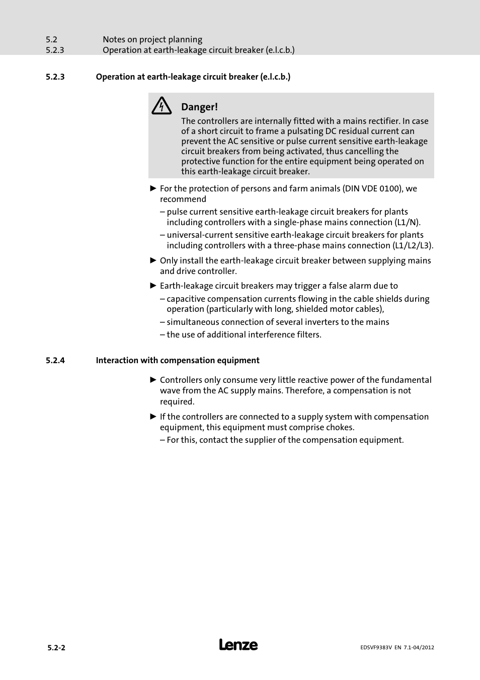 4 interaction with compensation equipment, Interaction with compensation equipment | Lenze EVF9383 User Manual | Page 64 / 458