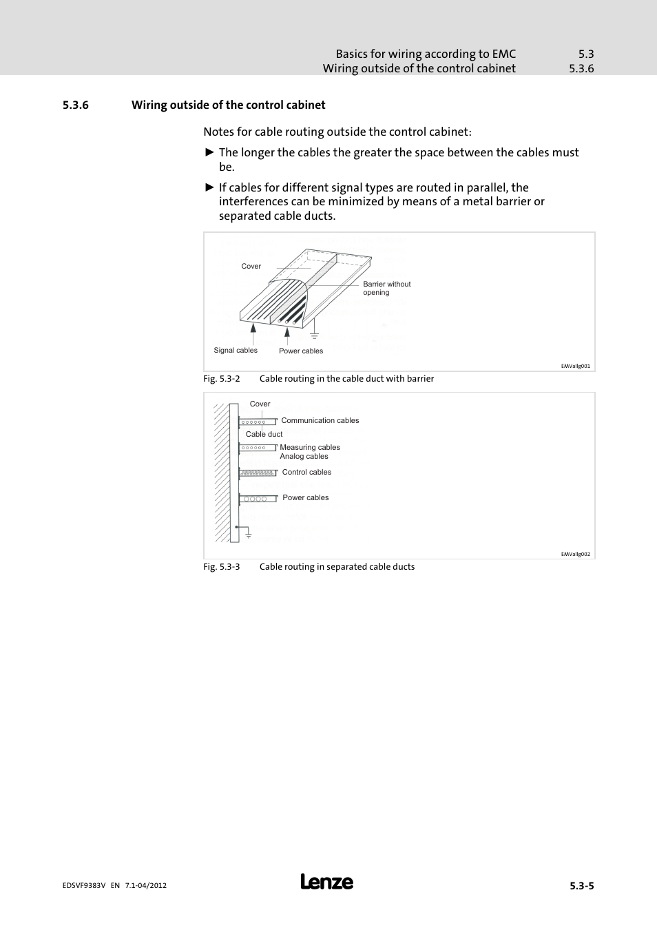 6 wiring outside of the control cabinet, Wiring outside of the control cabinet | Lenze EVF9383 User Manual | Page 71 / 458