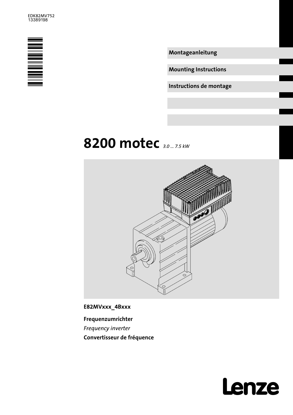 Lenze E82MVxxx_4Bxxx User Manual | 180 pages