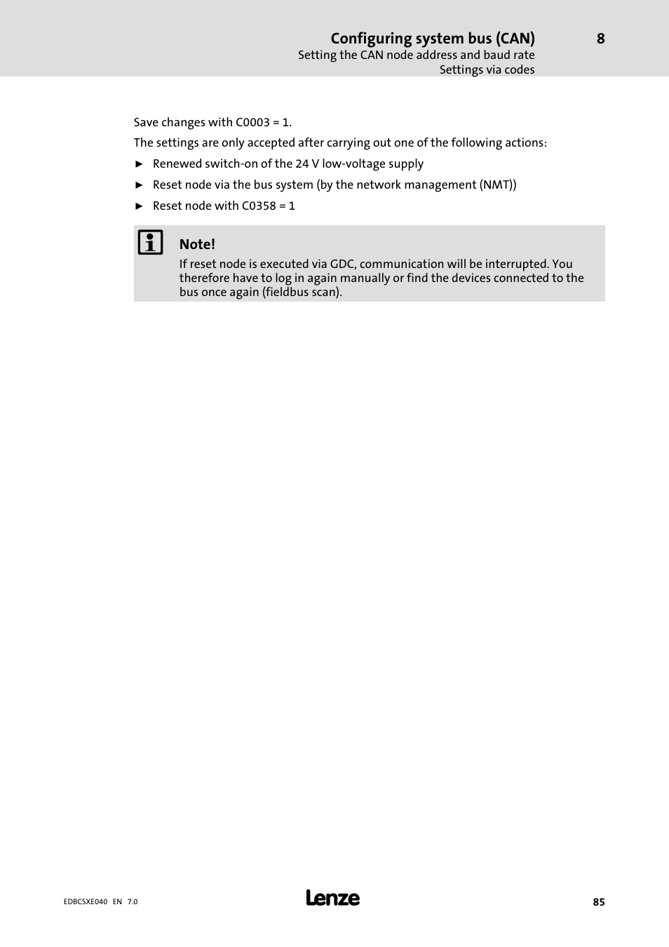Lenze ECSCExxx Power supply module User Manual | Page 85 / 182