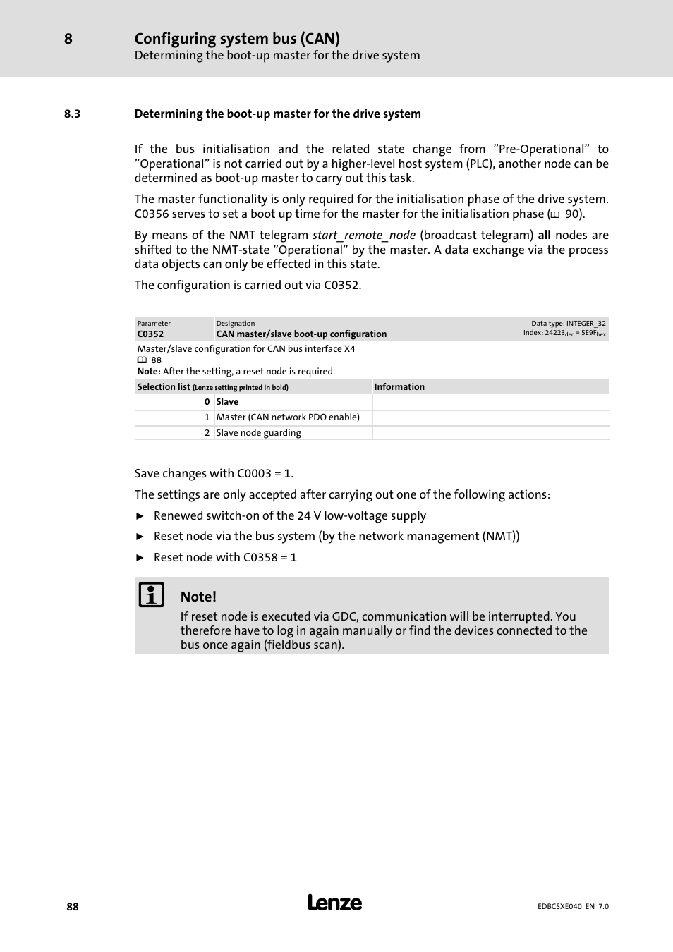 Configuring system bus (can) | Lenze ECSCExxx Power supply module User Manual | Page 88 / 182