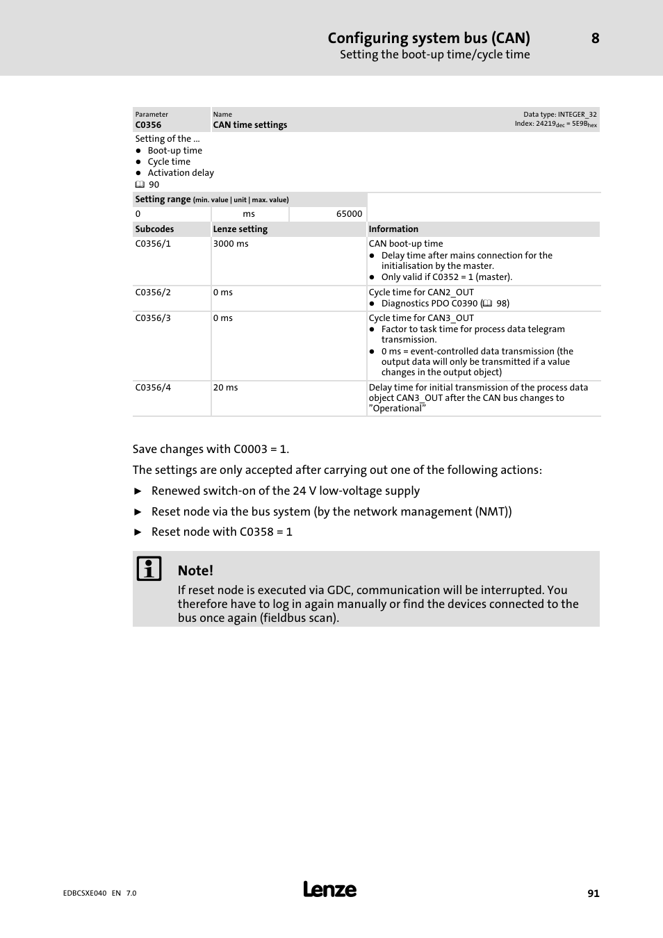 Configuring system bus (can) | Lenze ECSCExxx Power supply module User Manual | Page 91 / 182