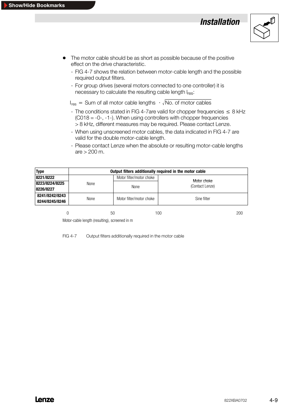 Installation | Lenze 8240 frequency inverters User Manual | Page 25 / 66