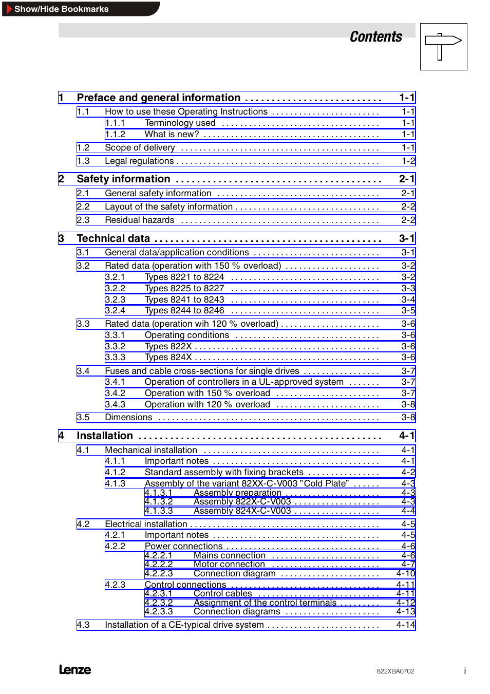 Lenze 8240 frequency inverters User Manual | Page 3 / 66