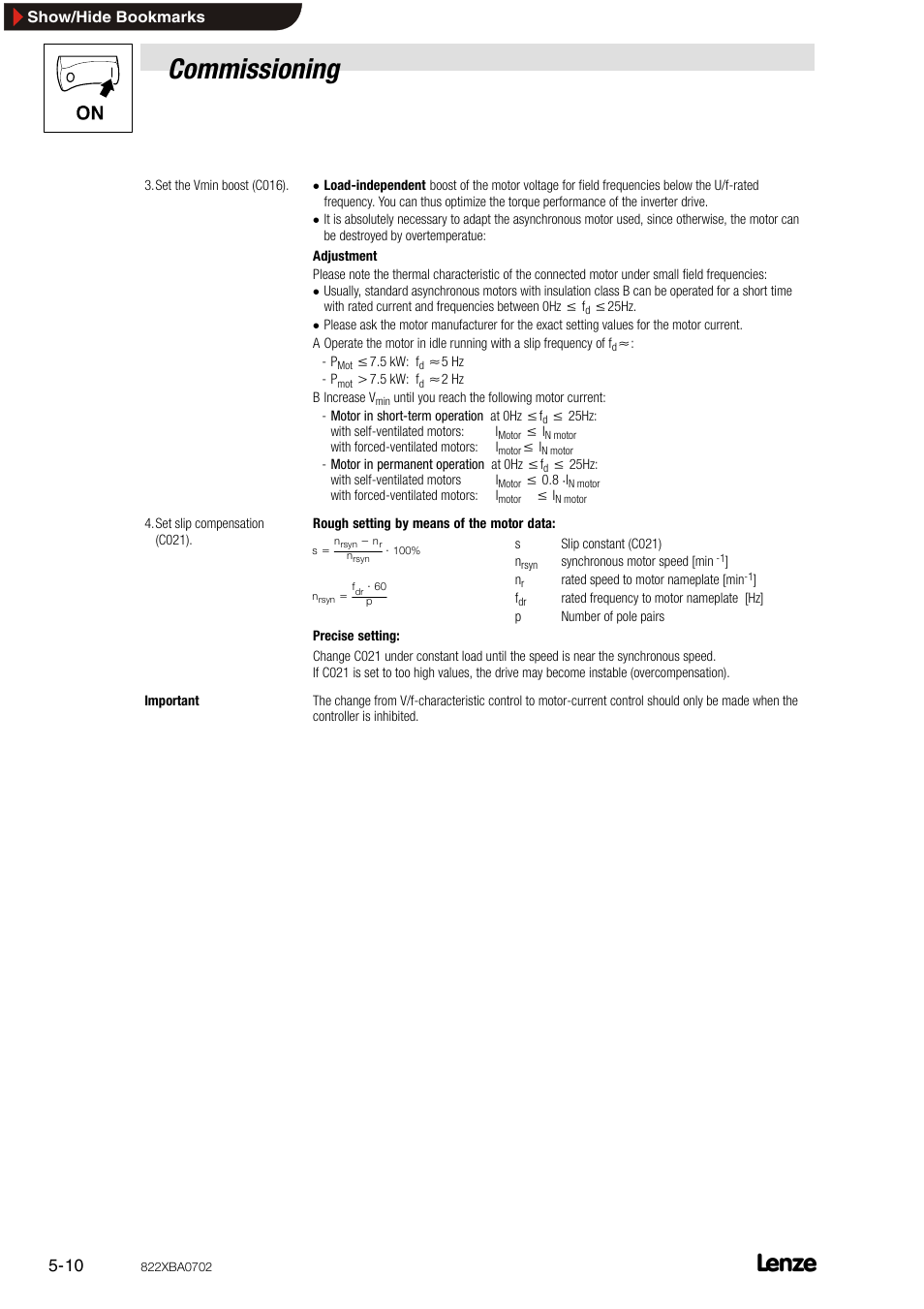 Commissioning | Lenze 8240 frequency inverters User Manual | Page 42 / 66