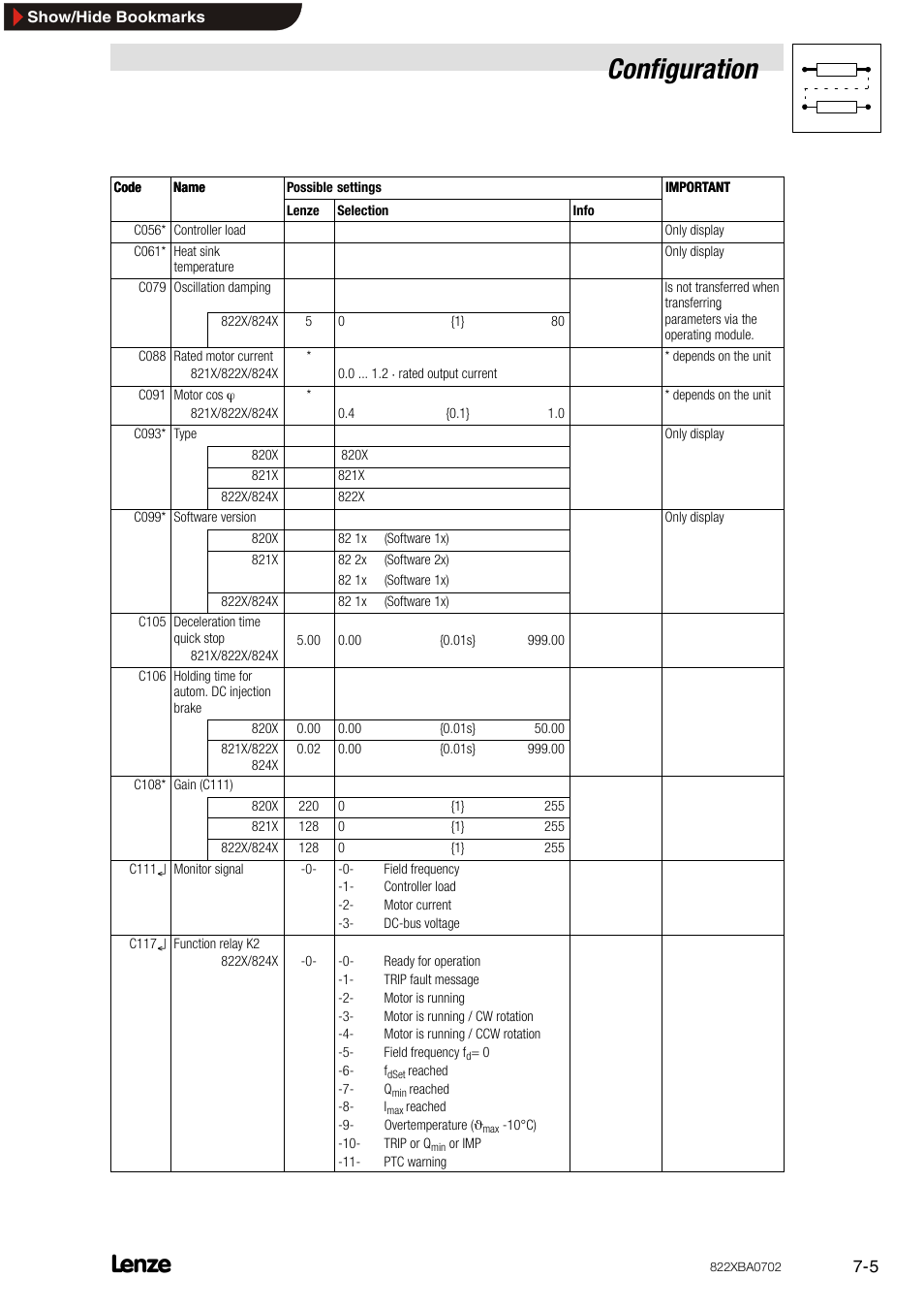 Configuration | Lenze 8240 frequency inverters User Manual | Page 49 / 66