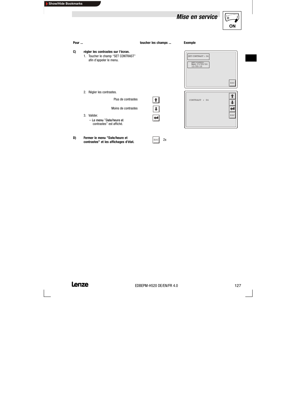 Mise en service | Lenze EPM-H520 User Manual | Page 127 / 148
