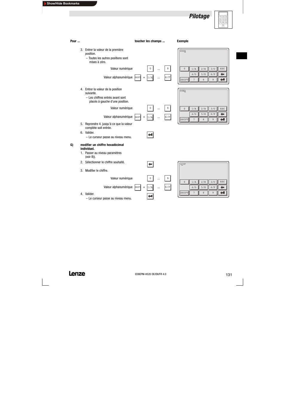 Pilotage | Lenze EPM-H520 User Manual | Page 131 / 148