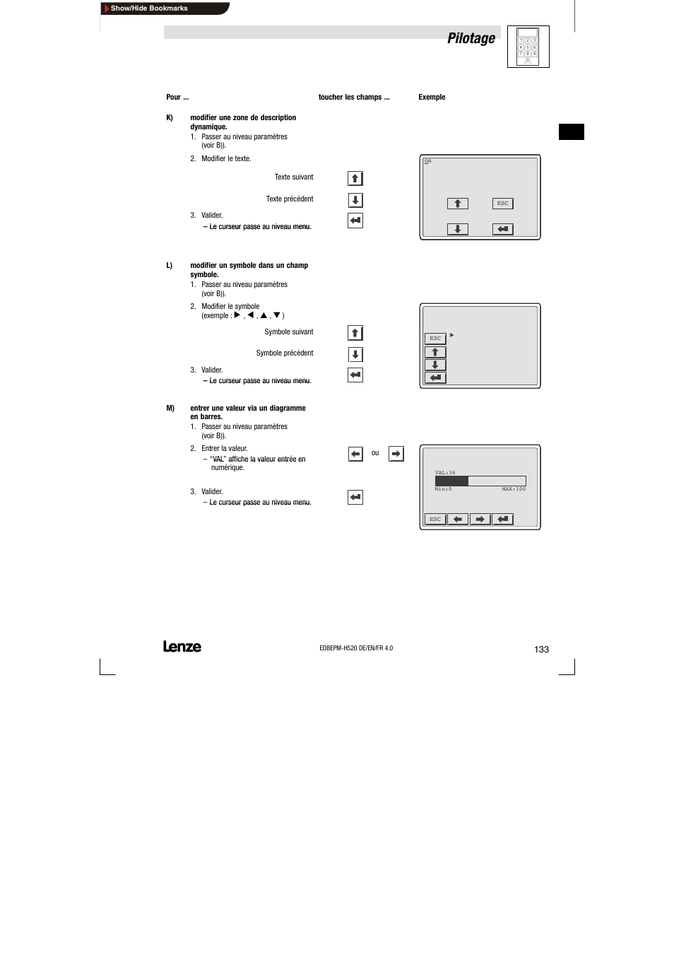 Pilotage | Lenze EPM-H520 User Manual | Page 133 / 148