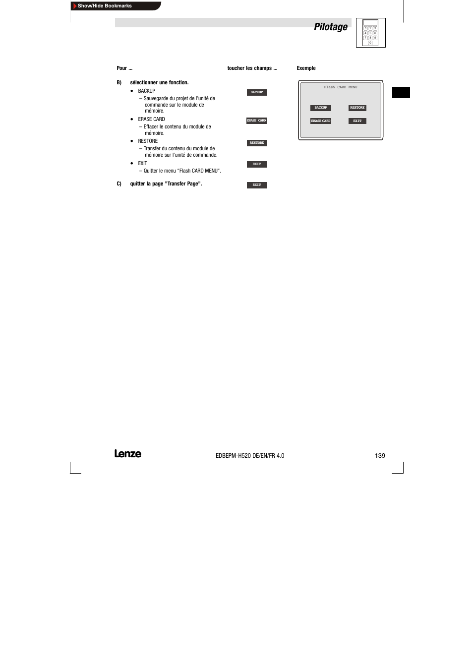 Pilotage | Lenze EPM-H520 User Manual | Page 139 / 148