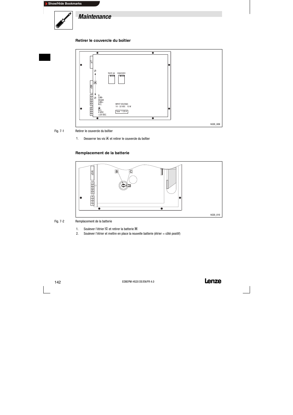 Maintenance | Lenze EPM-H520 User Manual | Page 142 / 148