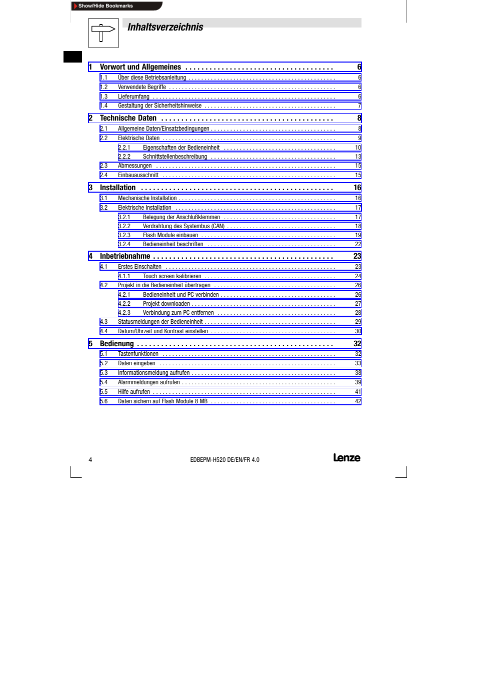 Lenze EPM-H520 User Manual | Page 4 / 148