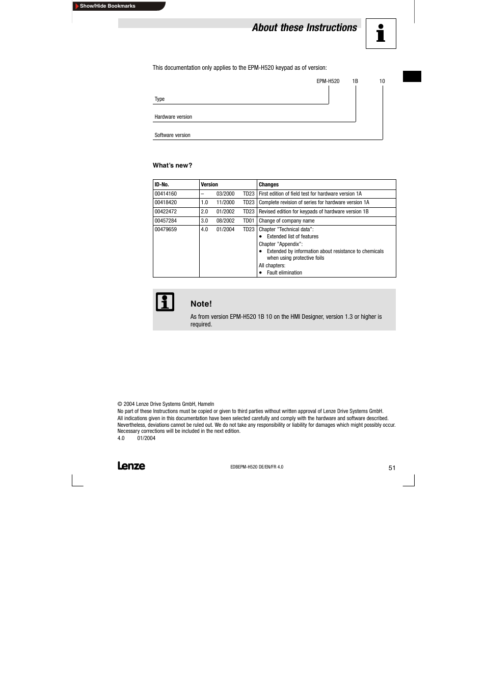 About these instructions | Lenze EPM-H520 User Manual | Page 51 / 148