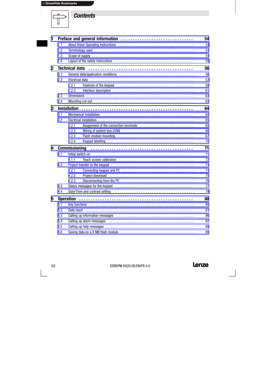 Lenze EPM-H520 User Manual | Page 52 / 148