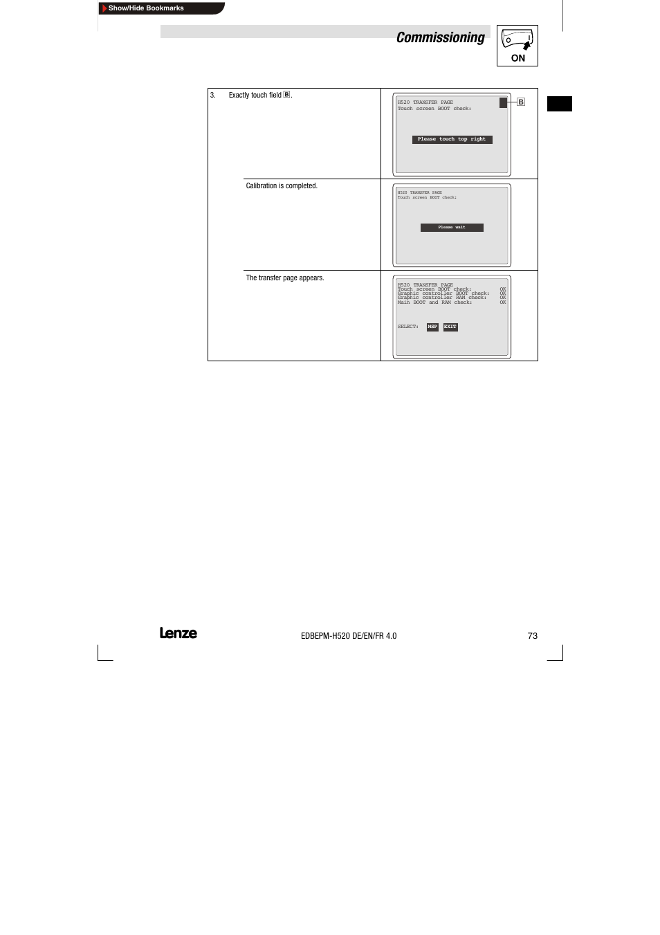 Commissioning | Lenze EPM-H520 User Manual | Page 73 / 148