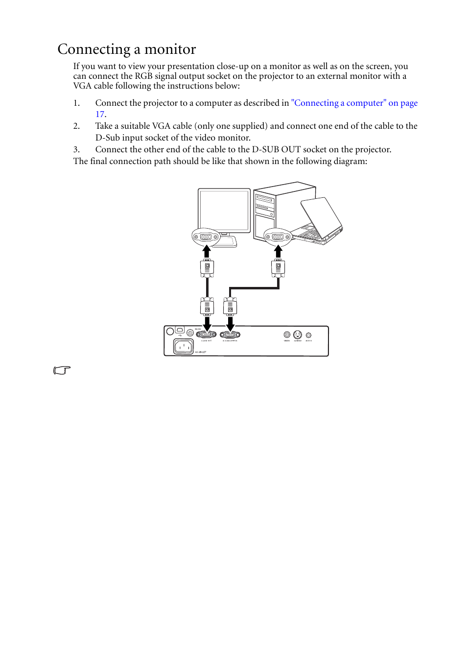 Connecting a monitor | BenQ MP611c User Manual | Page 22 / 60