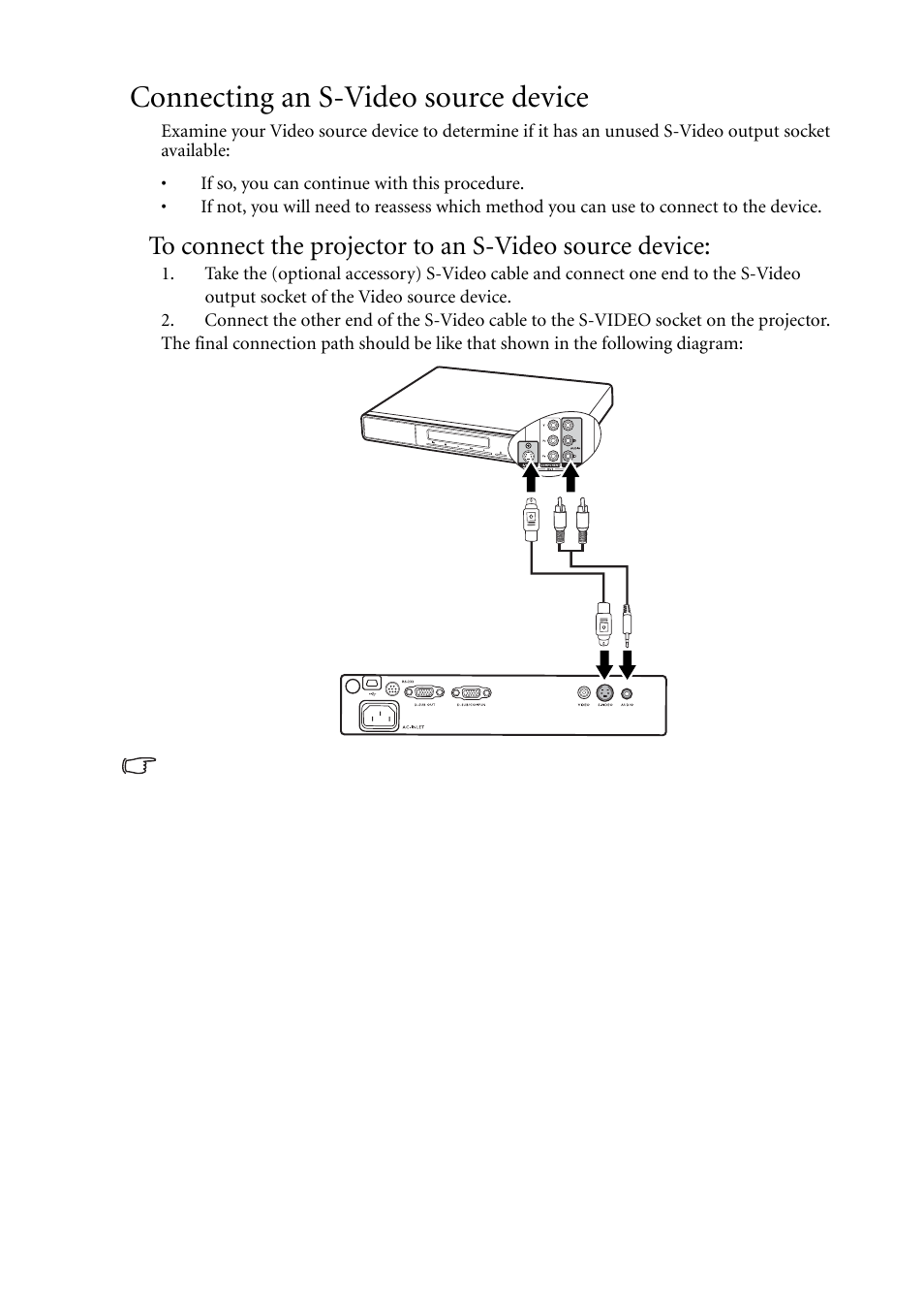 Connecting an s-video source device | BenQ MP611c User Manual | Page 25 / 60