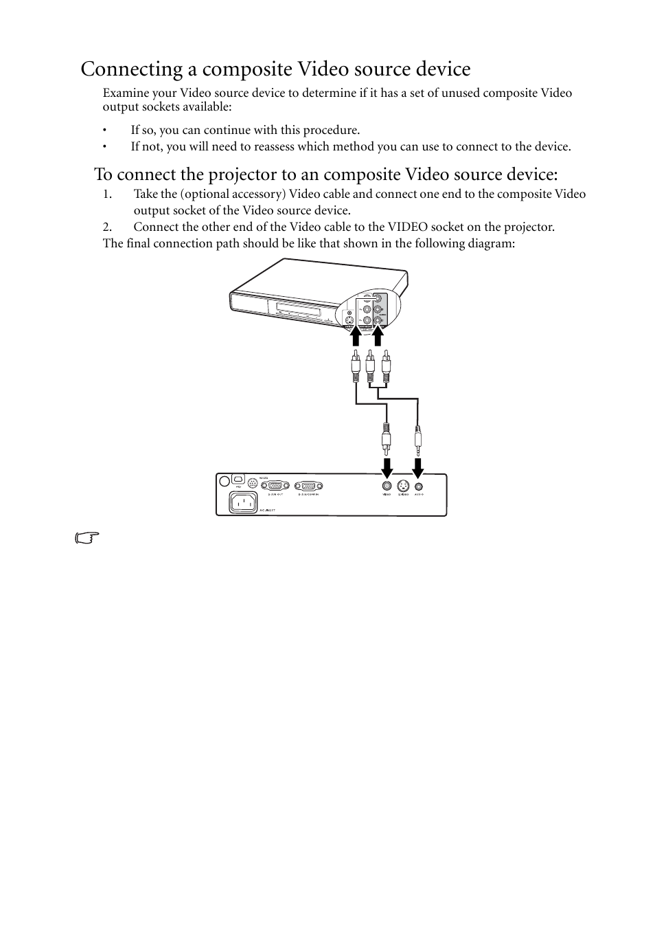 Connecting a composite video source device | BenQ MP611c User Manual | Page 26 / 60