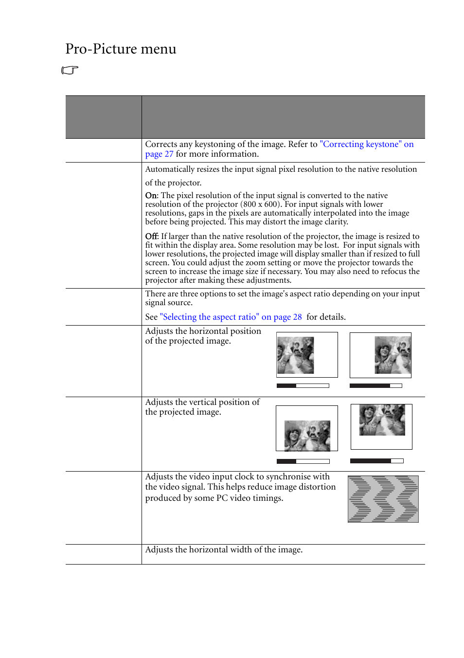 Pro-picture menu | BenQ MP611c User Manual | Page 43 / 60