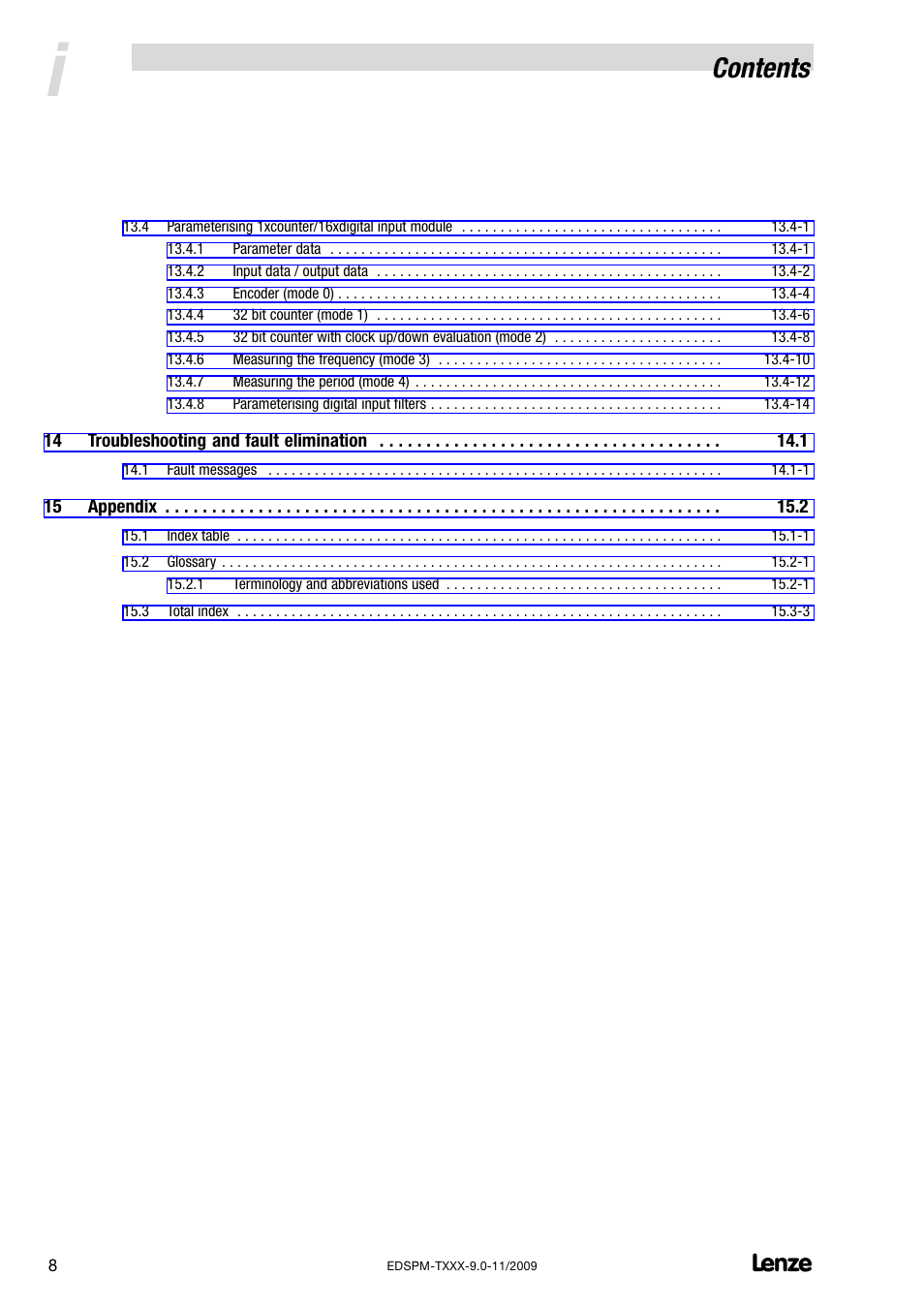 Lenze EPM−T9XX Modular system User Manual | Page 10 / 544