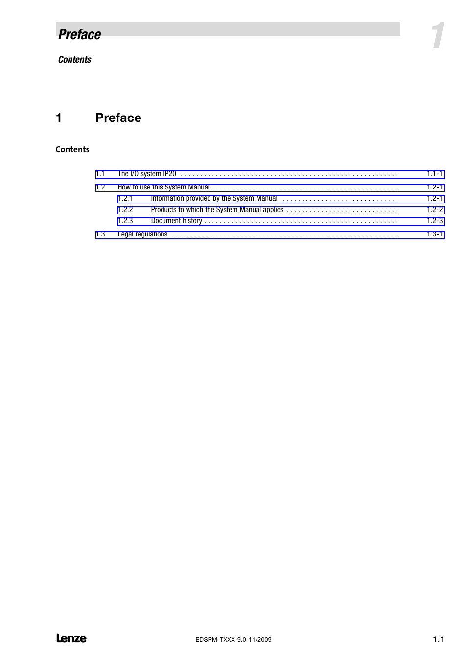1 preface, Preface, 1preface | Lenze EPM−T9XX Modular system User Manual | Page 11 / 544