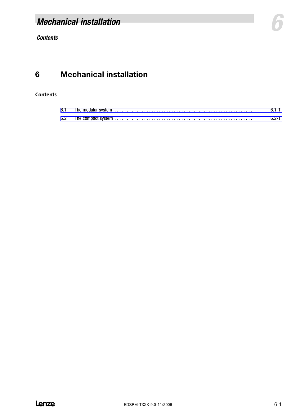 6 mechanical installation, Mechanical installation | Lenze EPM−T9XX Modular system User Manual | Page 147 / 544