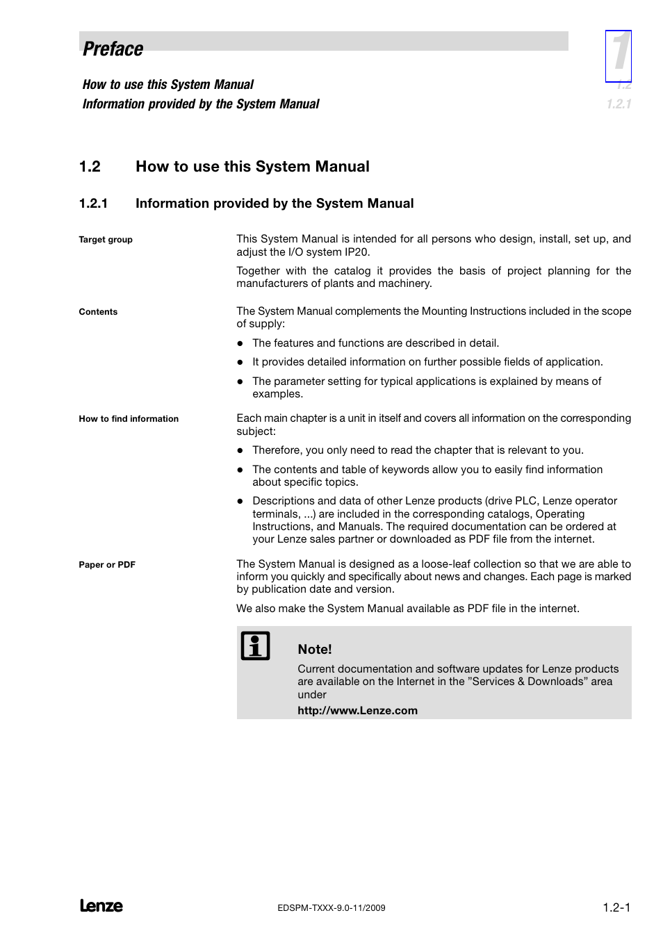 2 how to use this system manual, 1 information provided by the system manual, How to use this system manual | Information provided by the system manual, Preface | Lenze EPM−T9XX Modular system User Manual | Page 15 / 544