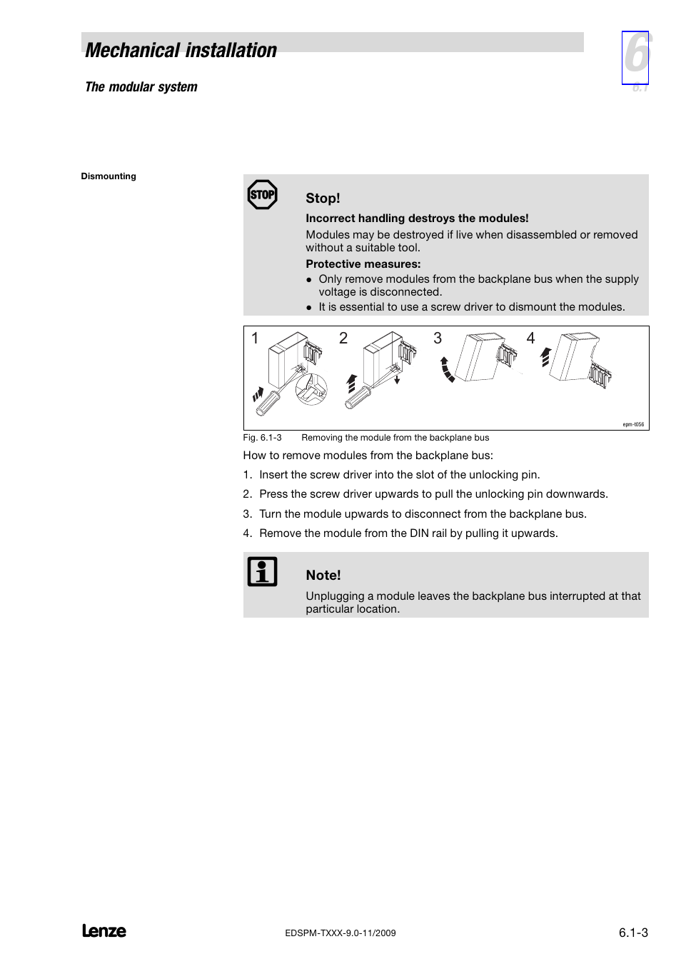 Mechanical installation | Lenze EPM−T9XX Modular system User Manual | Page 151 / 544