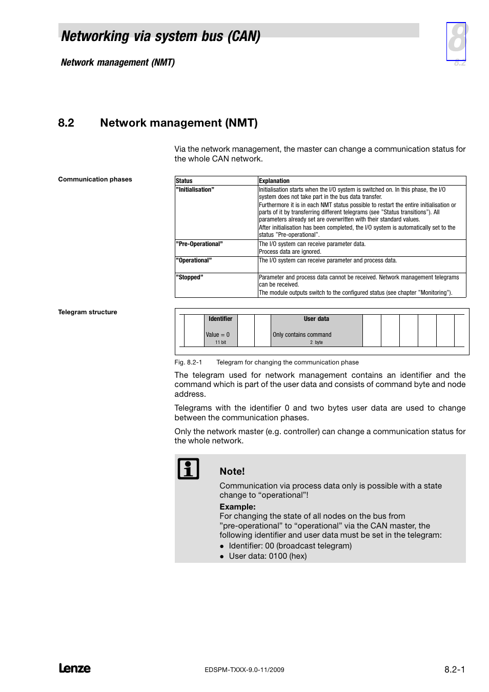 2 network management (nmt), Network management (nmt), Networking via system bus (can) | Lenze EPM−T9XX Modular system User Manual | Page 173 / 544
